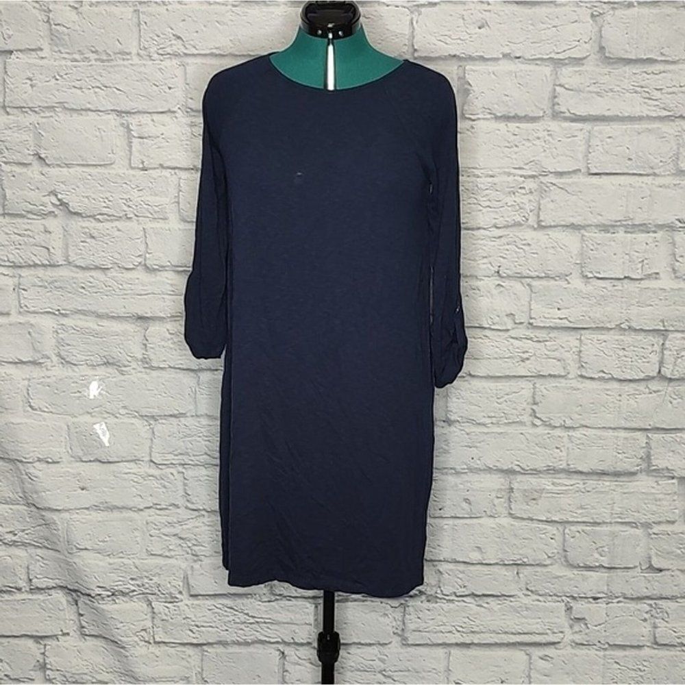 LILLY Pulitzer women's navy blue cotton modal round neck 3/4 sleeve dress Sz S - Picture 1 of 8